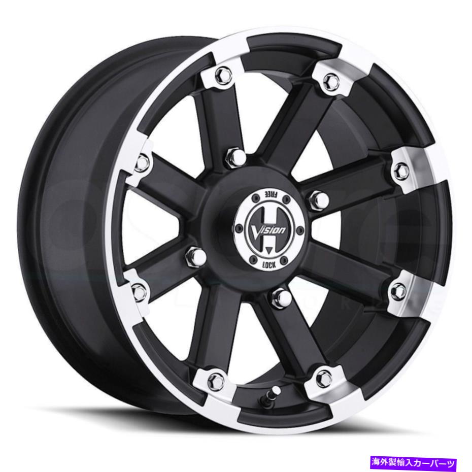 ホイール　４本セット 12x8 Vision ATV 393ロックアウト4x110 -10.2ブラック機械加工ホイールリムセット（4）86 12x8 Vision ATV 393 Lockout 4x110 -10.2 Black Machined Wheels Rims Set(4) 86【並行輸入品】