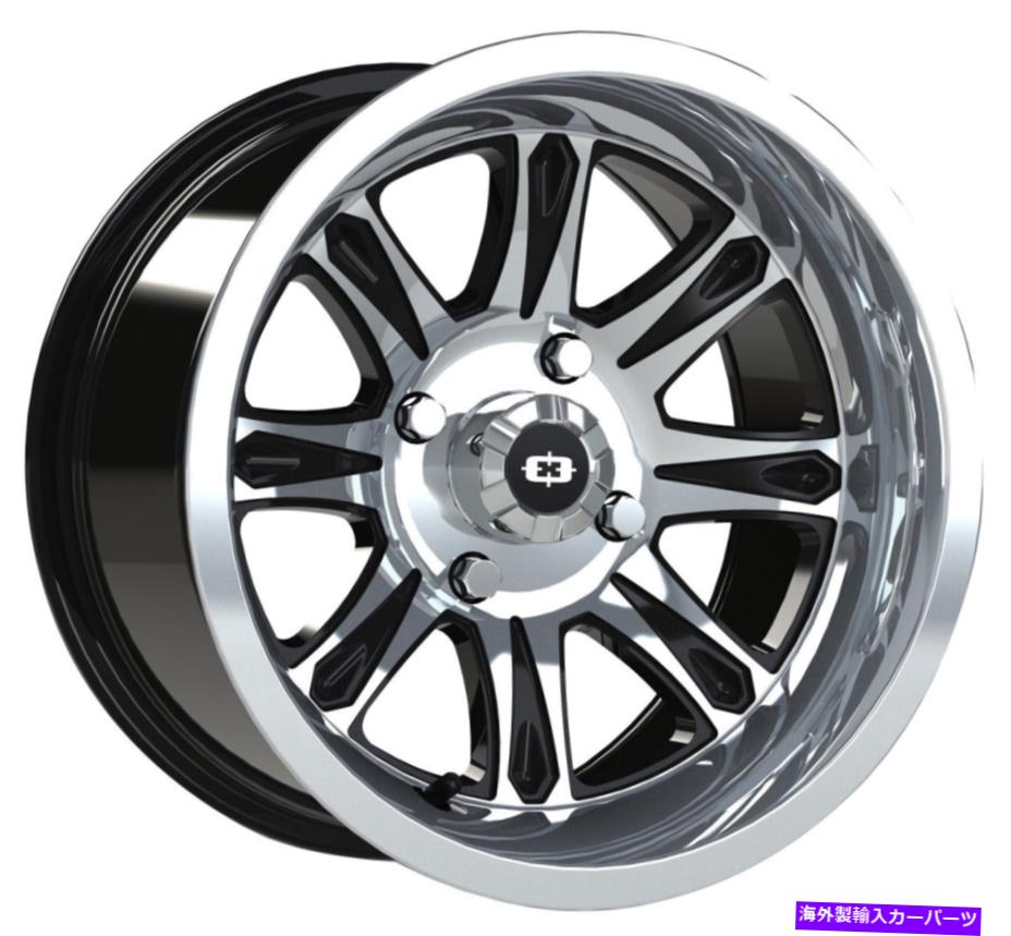 ホイール　４本セット 12x8ビジョンATV 547スピリット4x156 -10.2ブラック機械加工ホイールリムセット（4）131.1 12x8 Vision ATV 547 Spirit 4x156 -10.2 Black Machined Wheels Rims Set(4) 131.1【並行輸入品】