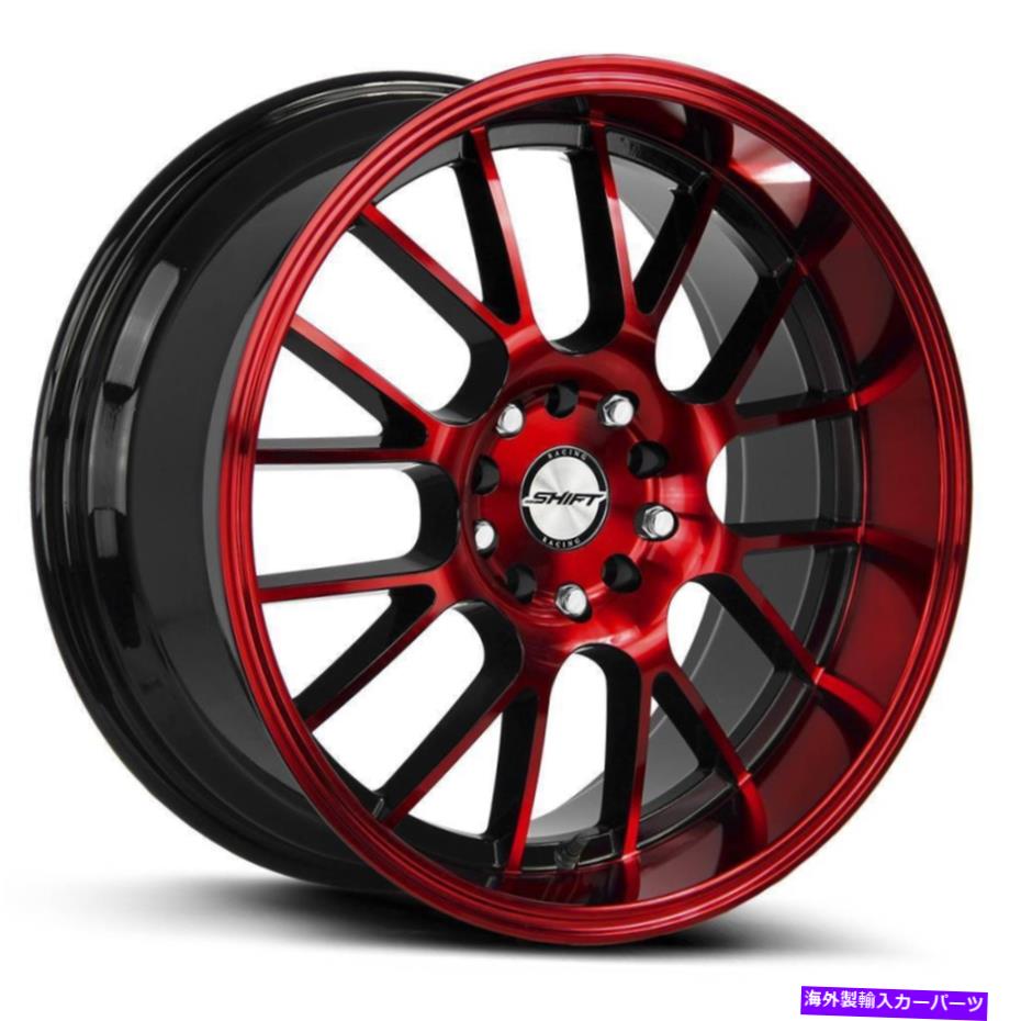 ホイール　４本セット 17x7.5シフトH28クランク5x100/5x114.3 30ブラックマシンレッドホイールリムセット（4）73。 17x7.5 Shift H28 Crank 5x100/5x114.3 30 Black Machine Red Wheels Rims Set(4) 73.【並行輸入品】｜Us Custom Parts Shop USDM