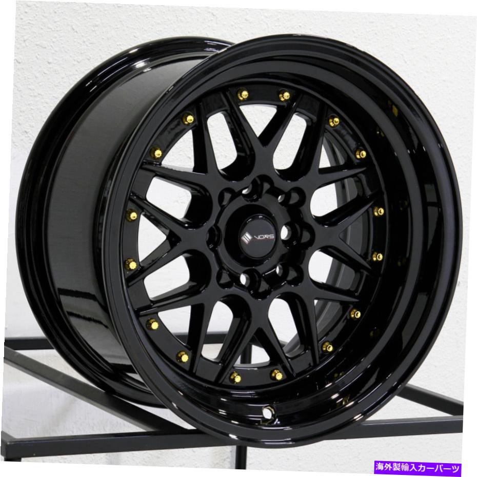 ホイール　４本セット 15x9 VORS VR7 4x100/4x114.3 0ブラックホイールリムセット（4）73.1 15x9 Vors VR7 4x100/4x114.3 0 Black Wheels Rims Set(4) 73.1【並行輸入品】