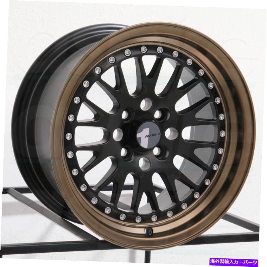 ホイール 4本セット 15x8 avid1 av12 4x100 25マットブラックブロンズリップホイールリムセット(4)73.1 15x8 AVID1 AV12 4x100 25 Matte Black Bronze Lip Wheels Rims Set(4) 73.1【並行輸入品】|Us Custom Parts Shop USDM