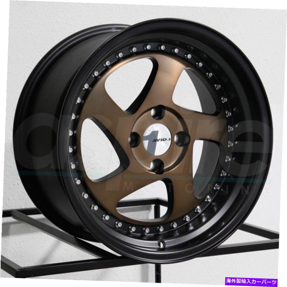 ホイール　４本セット 15x8 avid1 av19 4x100 25ブロンズブラックリップホイールリムセット（4）73.1 15x8 AVID1 AV19 4x100 25 Bronze Black Lip Wheels Rims Set(4) 73.1【並行輸入品】｜Us Custom Parts Shop USDM