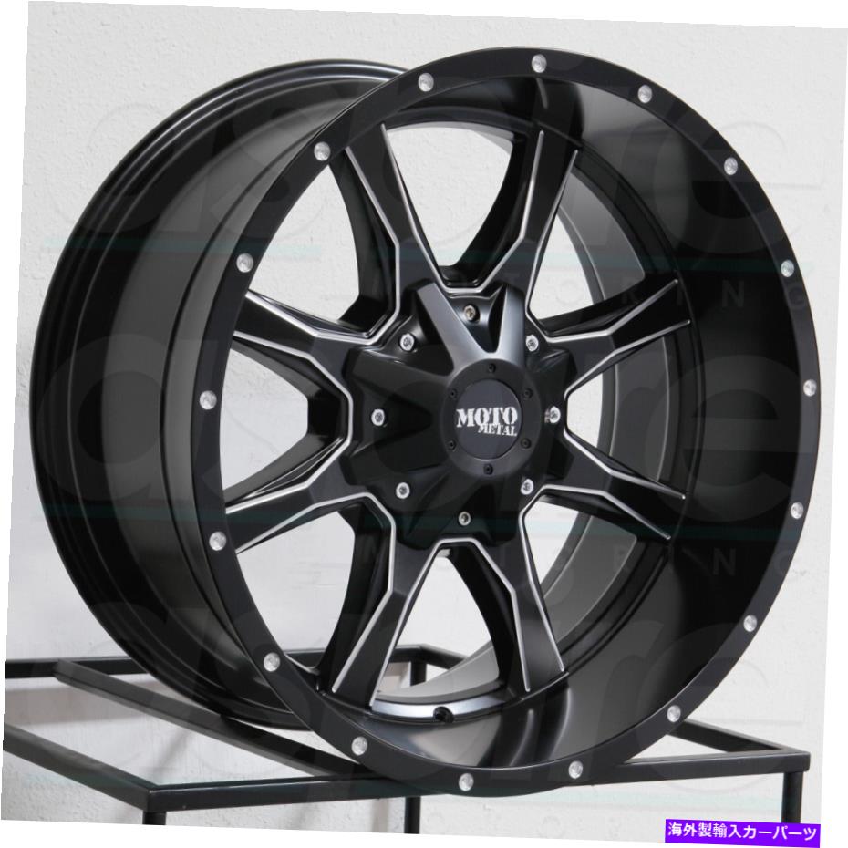 ホイール　４本セット 17x9 Moto Metal Mo970 8x6.5/8x165.1 -12ブラックミリングホイールリムセット（4）125.1 al 17x9 Moto Metal MO970 8x6.5/8x165.1 -12 Black Milled Wheels Rims Set(4) 125.1 Al【並行輸入品】