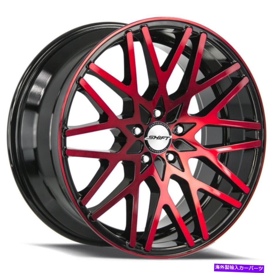 ホイール　４本セット 18x8シフトH32フォーミュラ5x100/5x114.3 35ブラックマシンレッドホイールリムセット（4）73。 18x8 Shift H32 Formula 5x100/5x114.3 35 Black Machine Red Wheels Rims Set(4) 73.【並行輸入品】 291,159円