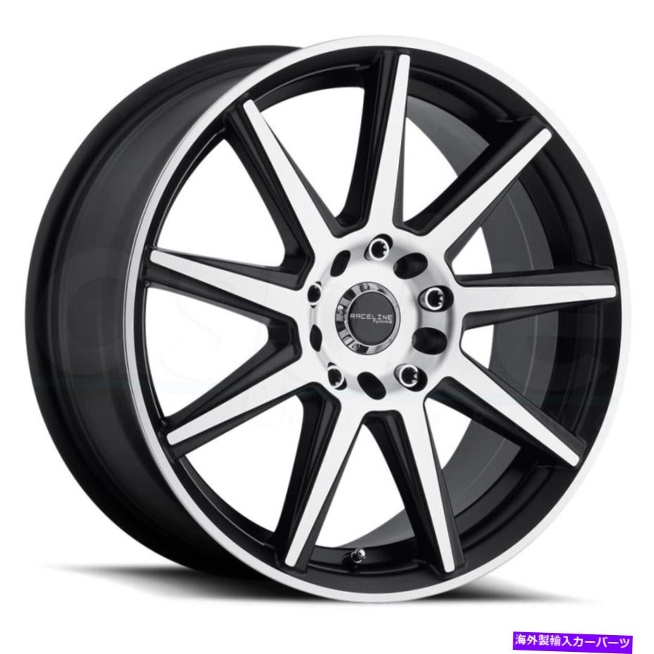 ホイール　４本セット 18x7.5 Raceline 144m Storm 5x110/5x114.3 42機械加工ブラックホイールリムセット（4）72 18x7.5 Raceline 144M Storm 5x110/5x114.3 42 Machined Black Wheels Rims Set(4) 72【並行輸入品】