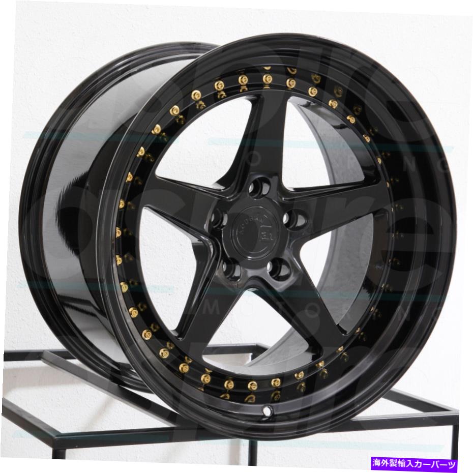 ホイール　４本セット 18x9.5 aodhan ds05 ds5 custom 5x120 15ブラックホイールリムセット（4）73.1 18x9.5 Aodhan DS05 DS5 Custom 5x120 15 Black Wheels Rims Set(4) 73.1【並行輸入品】