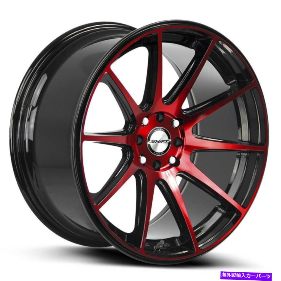 ホイール 4本セット 18x9シフトH34ギア4x100/4x114.3 30ブラックマシンレッドホイールリムセット(4)73.1 18x9 Shift H34 Gear 4x100/4x114.3 30 Black Machine Red Wheels Rims Set(4) 73.1【並行輸入品】|Us Custom Parts Shop USDM