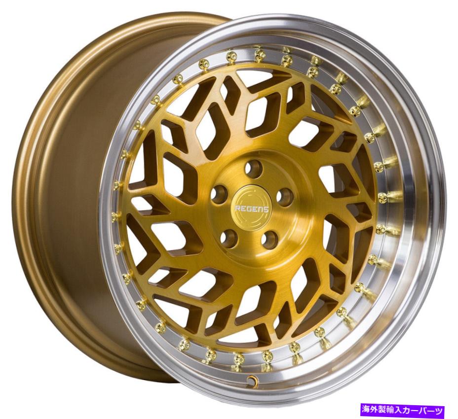 ホイール　４本セット 18x8.5 F1R R32 5x112 40ブラシ付き金機械加工リップホイールリムセット（4） 18x8.5 F1R R32 5x112 40 Brushed Gold Machined Lip Wheels Rims Set(4)【並行輸入品】