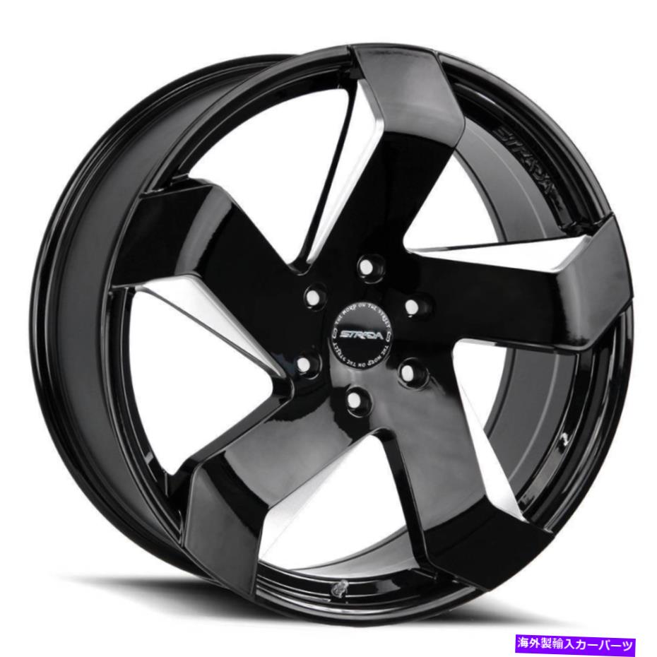 ホイール　４本セット 20x8.5 Strada S65 Coltello 5x112 40ブラックミリングホイールリムセット（4）72.6 20x8.5 Strada S65 Coltello 5x112 40 Black Milled Wheels Rims Set(4) 72.6【並行輸入品】
