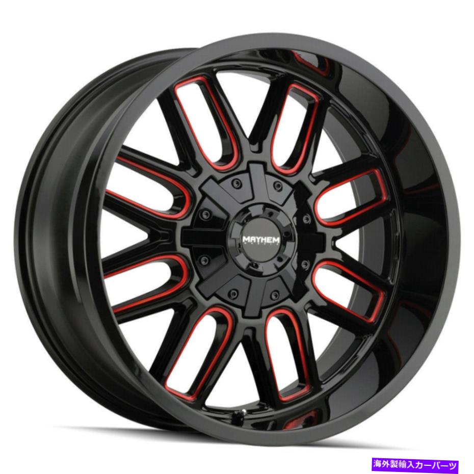 ホイール　４本セット 17x9 Mayhem 8107 Cogent 5x5/5x5.5 -12ブラックレッドホイールリムセット（4）87.1 17x9 Mayhem 8107 Cogent 5x5/5x5.5 -12 Black Red Wheels Rims Set(4) 87.1【並行輸入品】
