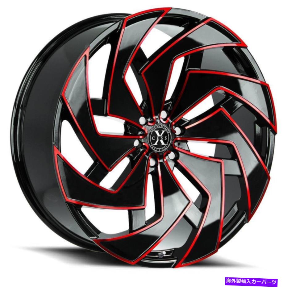 ホイール　４本セット 22x9 xcess x04 5x120 25ブラックミリングレッドホイールリムセット（4）72.6 22x9 Xcess X04 5x120 25 Black Milled Red Wheels Rims Set(4) 72.6【並行輸入品】｜Us Custom Parts Shop USDM