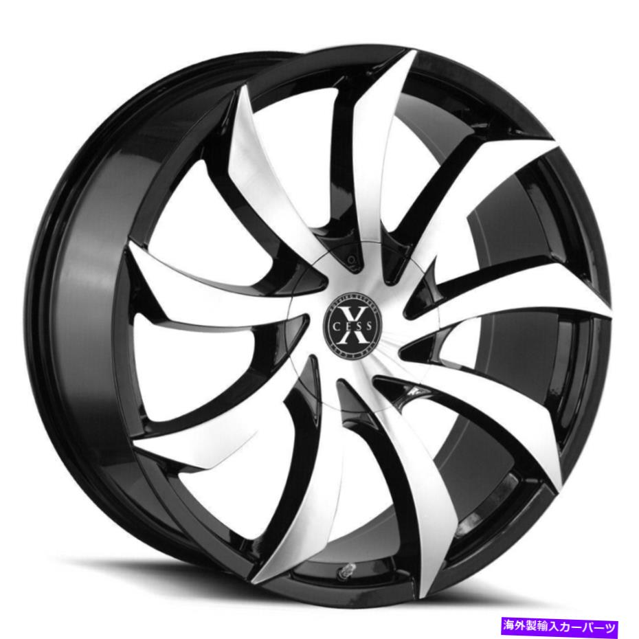 ホイール　４本セット 22x9 xcess x01 5x108/5x114.3 35ブラックマシンホイールリムセット（4）72.6 22x9 Xcess X01 5x108/5x114.3 35 Black Machine Wheels Rims Set(4) 72.6【並行輸入品】