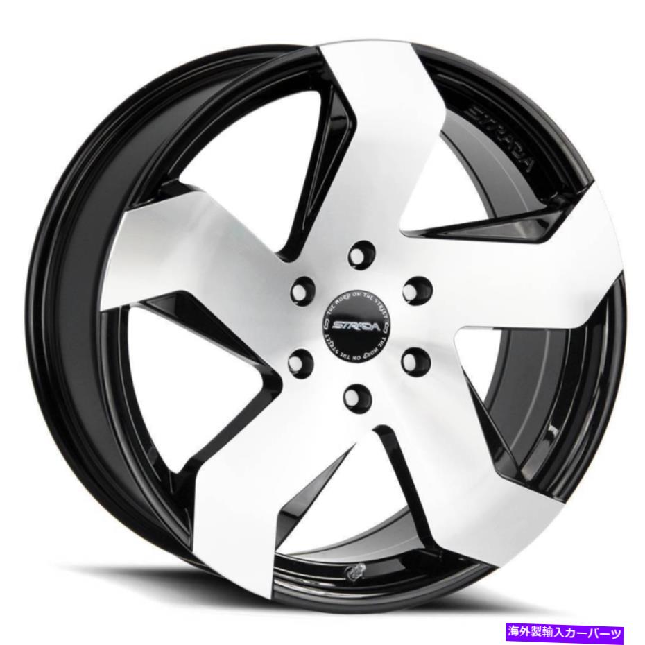 ホイール　４本セット 22x9 Strada S65 Coltello 5x115 15ブラックマシンホイールリムセット（4）72.6 22x9 Strada S65 Coltello 5x115 15 Black Machine Wheels Rims Set(4) 72.6【並行輸入品】
