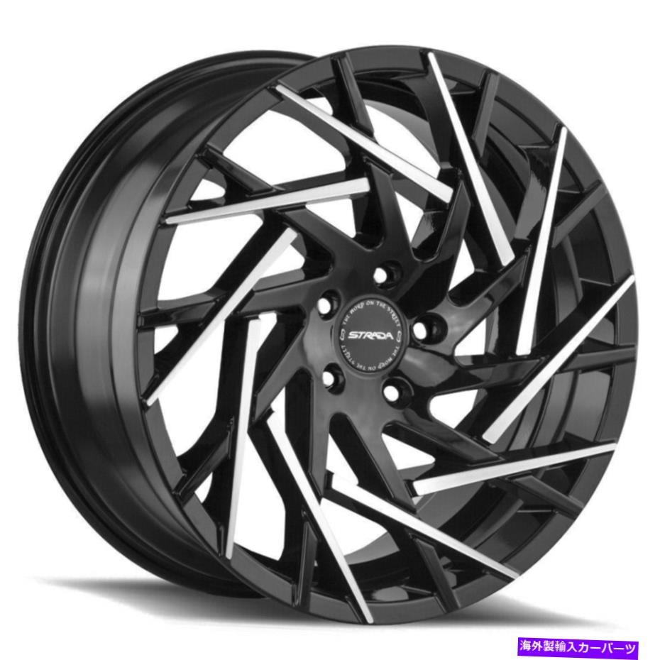 ホイール 4本セット 22x9 Strada S64 Nido 5x112 35ブラックマシンのヒントホイールリムセット(4)72.6 22x9 Strada S64 Nido 5x112 35 Black Machine Tips Wheels Rims Set(4) 72.6【並行輸入品】