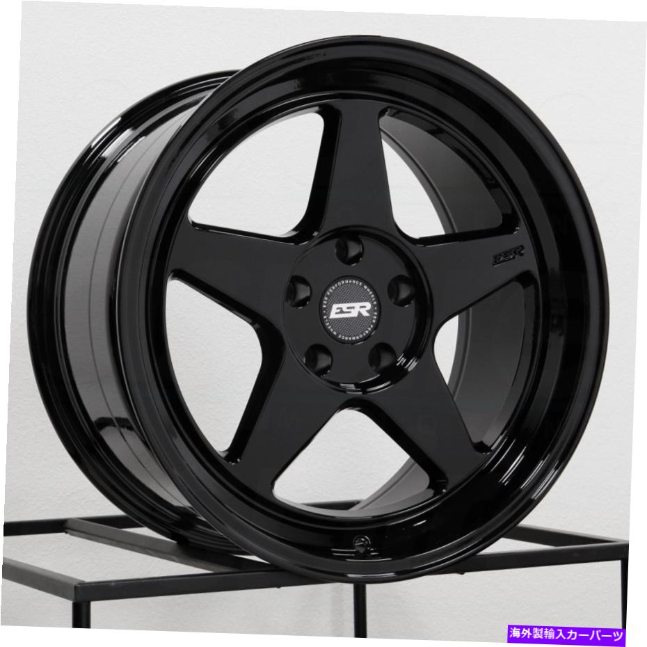 ホイール　４本セット 18x9.5 ESR CR5 5x114.3 15ブラックホイールリムセット（4）72.56 18x9.5 ESR CR5 5x114.3 15 Black Wheels Rims Set(4) 72.56【並行輸入品】