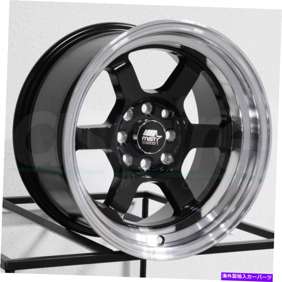 ホイール　４本セット MSTタイム攻撃16x8 5x114.3 20ブラック機械加工リップホイール（4）73.1 16インチリム MST Time Attack 16x8 5x114.3 20 Black Machined Lip Wheels(4) 73.1 16\