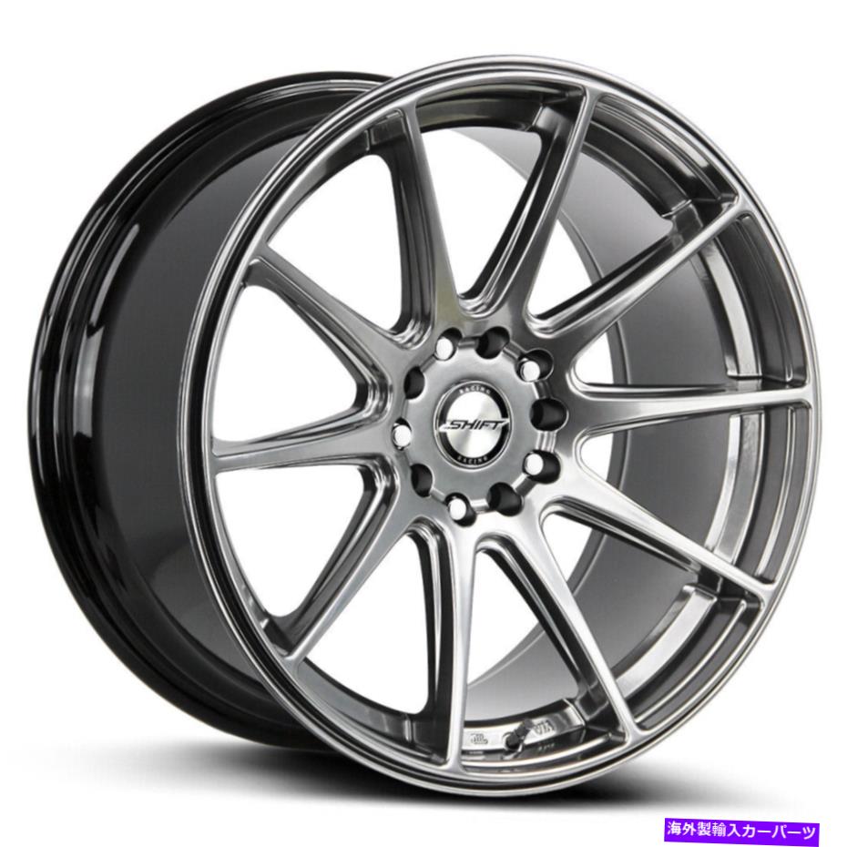 ホイール　４本セット シフトH34ギア18x9 4x100/4x114.3 30シルバーホイール（4）73.1 18インチリム Shift H34 Gear 18x9 4x100/4x114.3 30 Silver Wheels(4) 73.1 18\