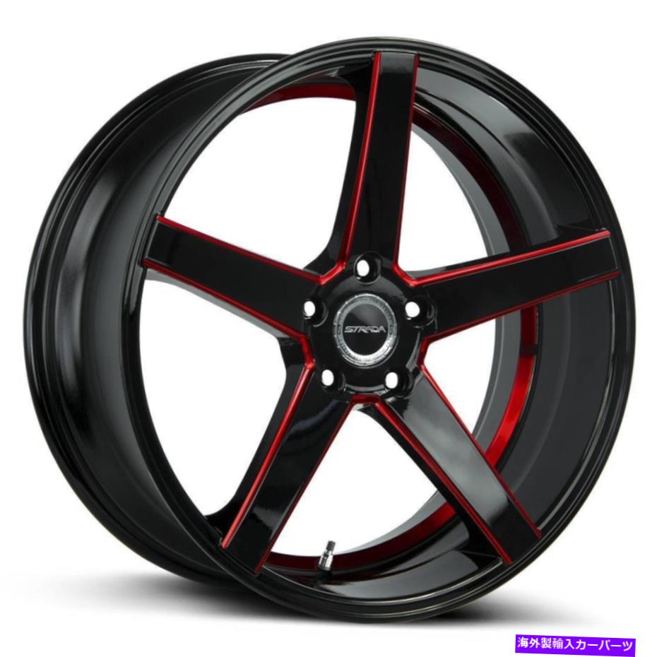 ホイール　４本セット Strada S35 Perfetto 20x8.5 5x114.3 35ブラックレッドホイール（4）72.6 20インチリム Strada S35 Perfetto 20x8.5 5x114.3 35 Black Red Wheels(4) 72.6 20\