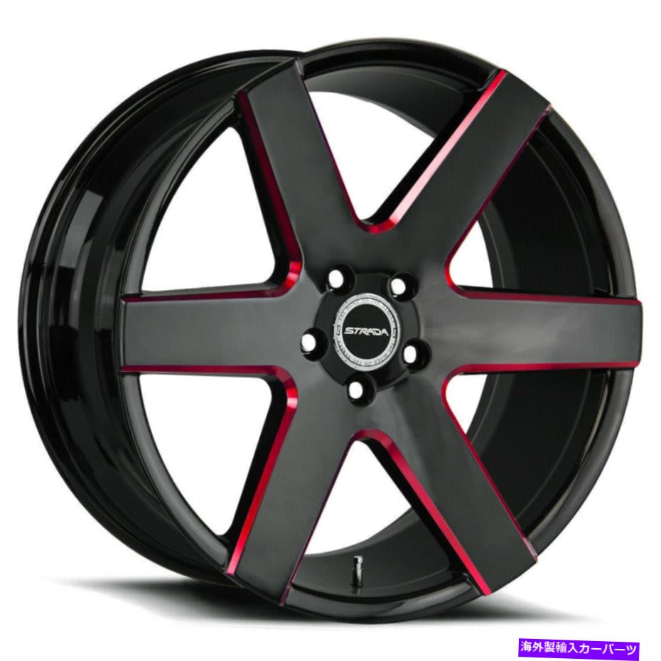 ホイール　４本セット Strada S60 Coda 20x8.5 5x112 35ブラックミルドレッドホイール（4）72.6 20インチリム Strada S60 Coda 20x8.5 5x112 35 Black Milled Red Wheels(4) 72.6 20\