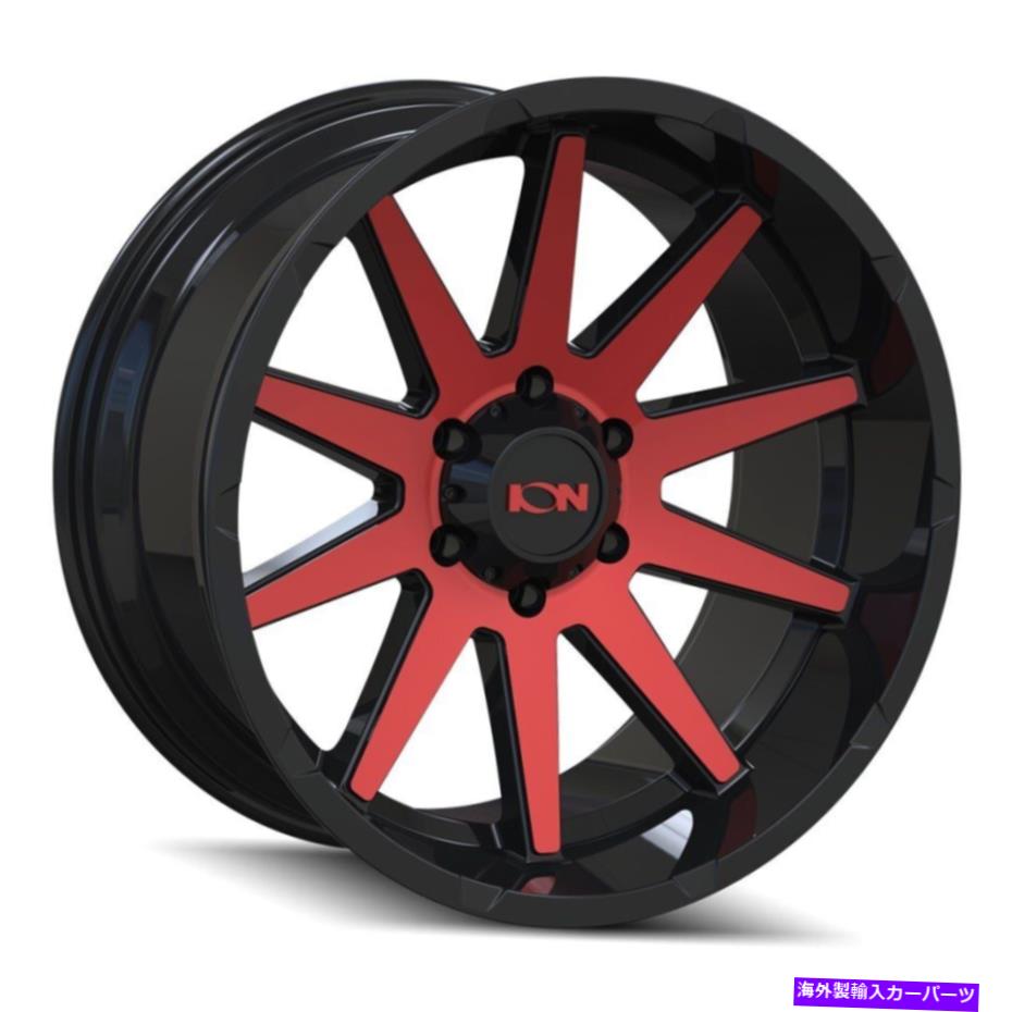 ホイール　４本セット 20x9イオン143 5x5.5/5x139.7 18ブラックレッドホイールリムセット（4）108 20x9 Ion 143 5x5.5/5x139.7 18 Black Red Wheels Rims Set(4) 108【並行輸入品】