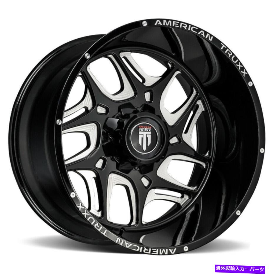 ホイール　４本セット 20x9アメリカントラックスAT1900スイープ5x5/5x5.5 -12ブラックミリングホイールリムセット（4）7 20x9 American Truxx AT1900 Sweep 5x5/5x5.5 -12 Black Milled Wheels Rims Set(4) 7【並行輸入品】