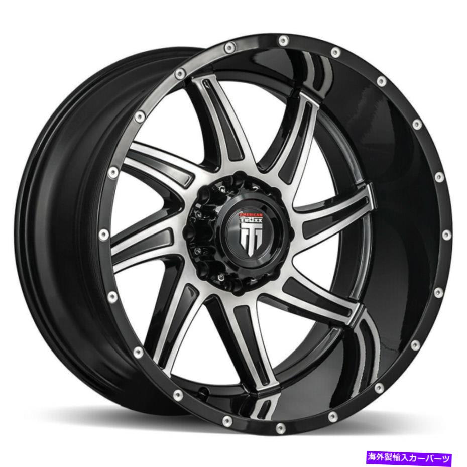 ホイール　４本セット 20X10 AMERICAN TRUXX AT162 VORTEX 6x135 -24ブラック機械加工ホイールリムセット（4）87 20x10 American Truxx AT162 Vortex 6x135 -24 Black Machined Wheels Rims Set(4) 87【並行輸入品】