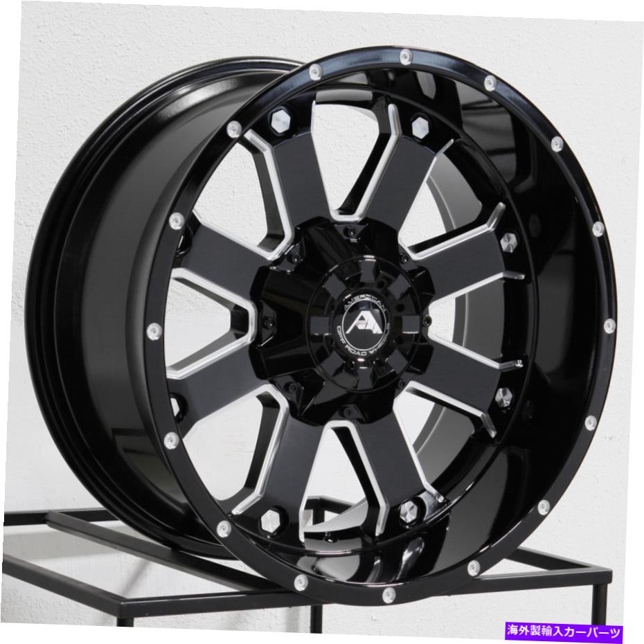 ホイール　４本セット 20x10アメリカンオフロードA108 8x170 -24ブラックミリングホイールリムセット（4）125.2 20x10 American Off-Road A108 8x170 -24 Black Milled Wheels Rims Set(4) 125.2【並行輸入品】