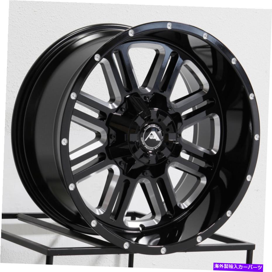 ホイール　４本セット 20x10アメリカンオフロードA106 8x170 -24ブラックミリングホイールリムセット（4）125.2 20x10 American Off-Road A106 8x170 -24 Black Milled Wheels Rims Set(4) 125.2【並行輸入品】