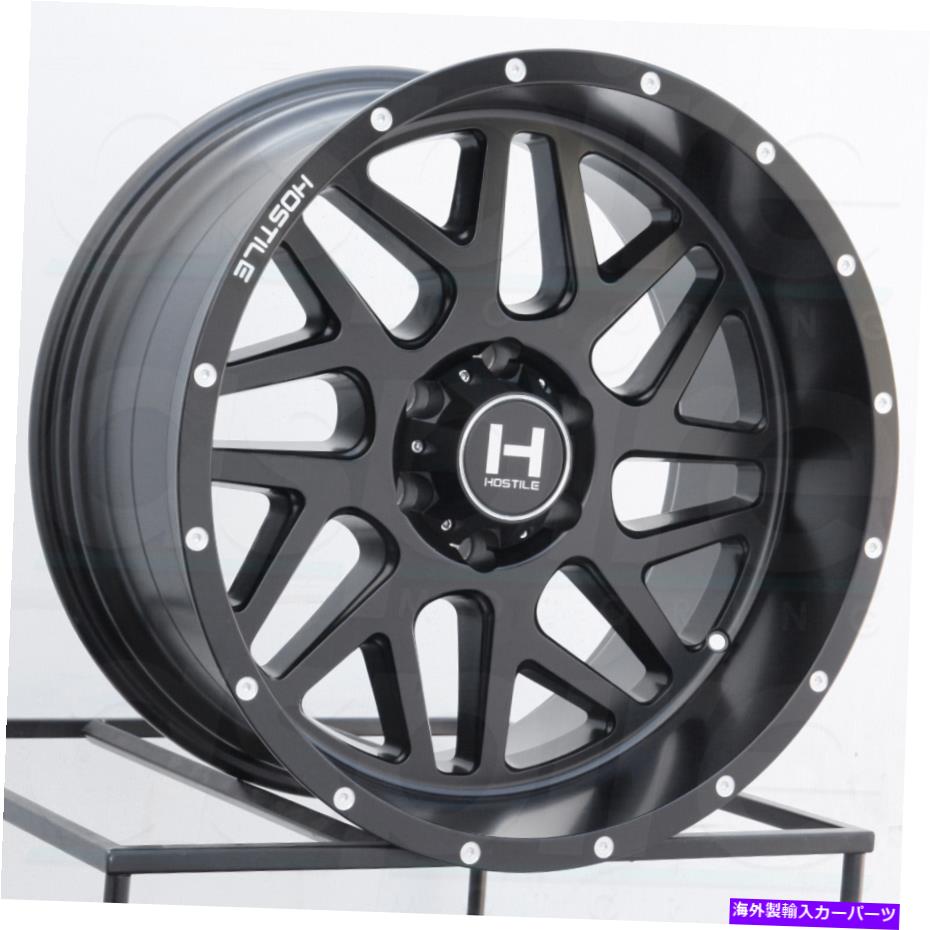 ホイール　４本セット 20x10敵対的なH108スプロケット8x170 -19フルブラックホイールリムセット（4）125.2 20x10 Hostile H108 Sprocket 8x170 -19 Full Black Wheels Rims Set(4) 125.2【並行輸入品】