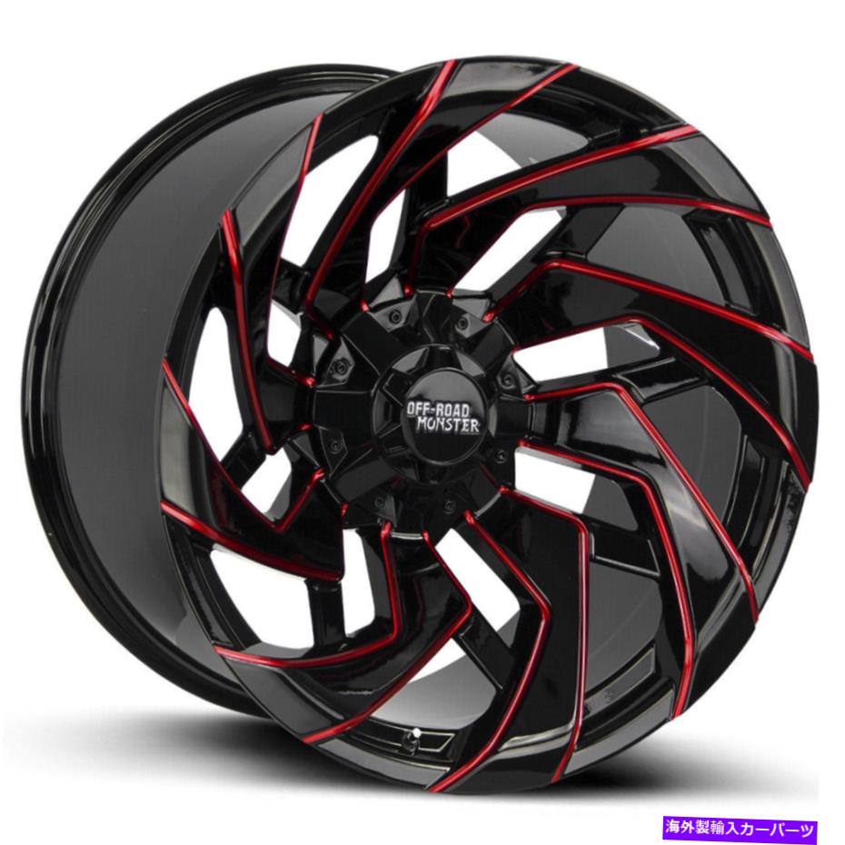 ホイール　４本セット 22x12オフロードモンスターM24 6x135/6x5.5 -44ブラックミリングレッドホイールリムセット（4）1 22x12 Off-Road Monster M24 6x135/6x5.5 -44 Black Milled Red Wheels Rims Set(4) 1【並行輸入品】