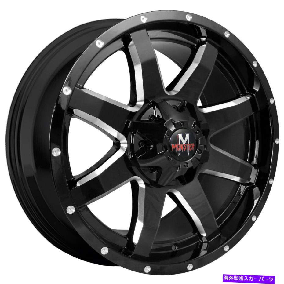 ホイール　４本セット 22x12オフロードモンスターM08 6x135/6x5.5 -44ブラックミリングホイールリムセット（4）106.4 22x12 Off-Road Monster M08 6x135/6x5.5 -44 Black Milled Wheels Rims Set(4) 106.4【並行輸入品】