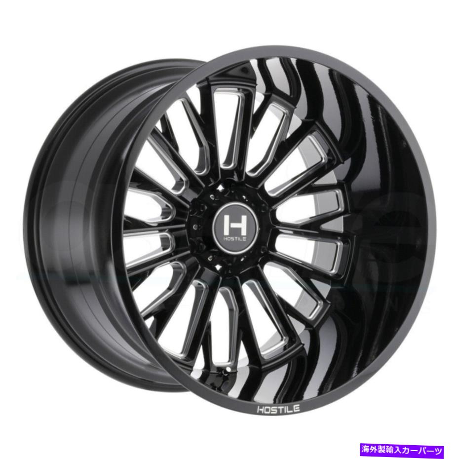 ホイール 4本セット 20x9敵対的なH114フューリー8x6.5/8x165.1 0ブラックミリングホイールリムセット(4)125 20x9 Hostile H114 Fury 8x6.5/8x165.1 0 Black Milled Wheels Rims Set(4) 125【並行輸入品】