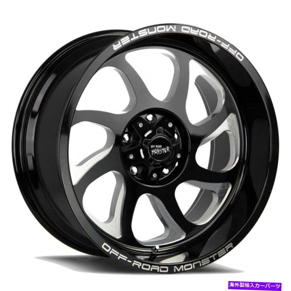 ホイール　４本セット 22x12オフロードモンスターM22 6x5.5/6x139.7 -44ブラックミリングホイールリムセット（4）106 22x12 Off-Road Monster M22 6x5.5/6x139.7 -44 Black Milled Wheels Rims Set(4) 106【並行輸入品】