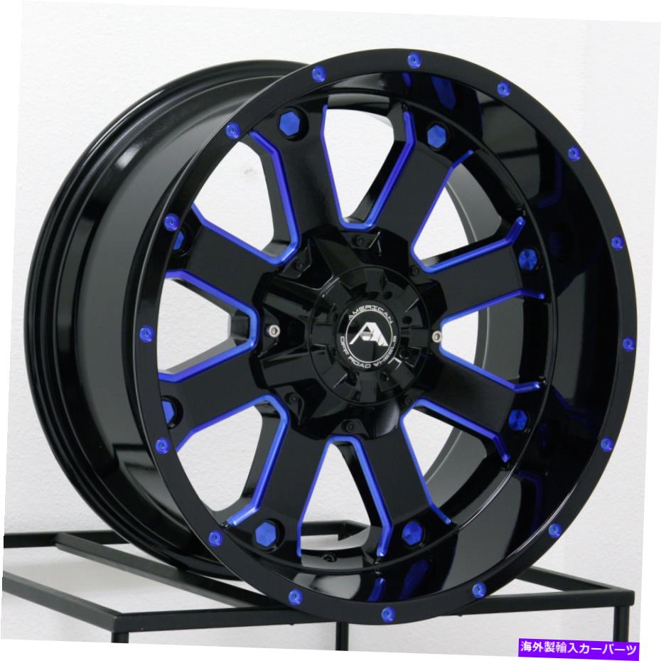 ホイール 4本セット 20x10 American Off -Road A108 8x170 -24ブラックミリングブルーホイールリムセット(4)125。 20x10 American Off-Road A108 8x170 -24 Black Milled Blue Wheels Rims Set(4) 125.【並行輸入品】|Us Custom Parts Shop USDM