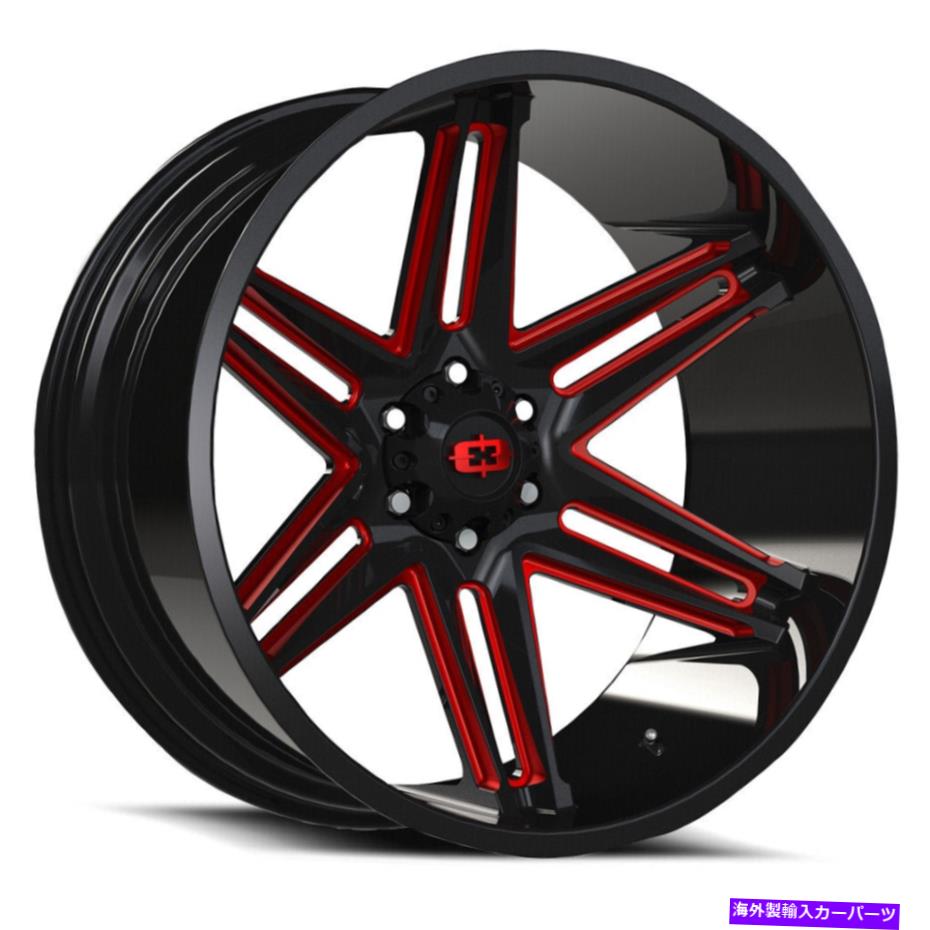 ホイール　４本セット 22x10 Vision 363 Razor 8x6.5/8x165.1 -19ブラックミリングレッドホイールリムセット（4）125 22x10 Vision 363 Razor 8x6.5/8x165.1 -19 Black Milled Red Wheels Rims Set(4) 125【並行輸入品】