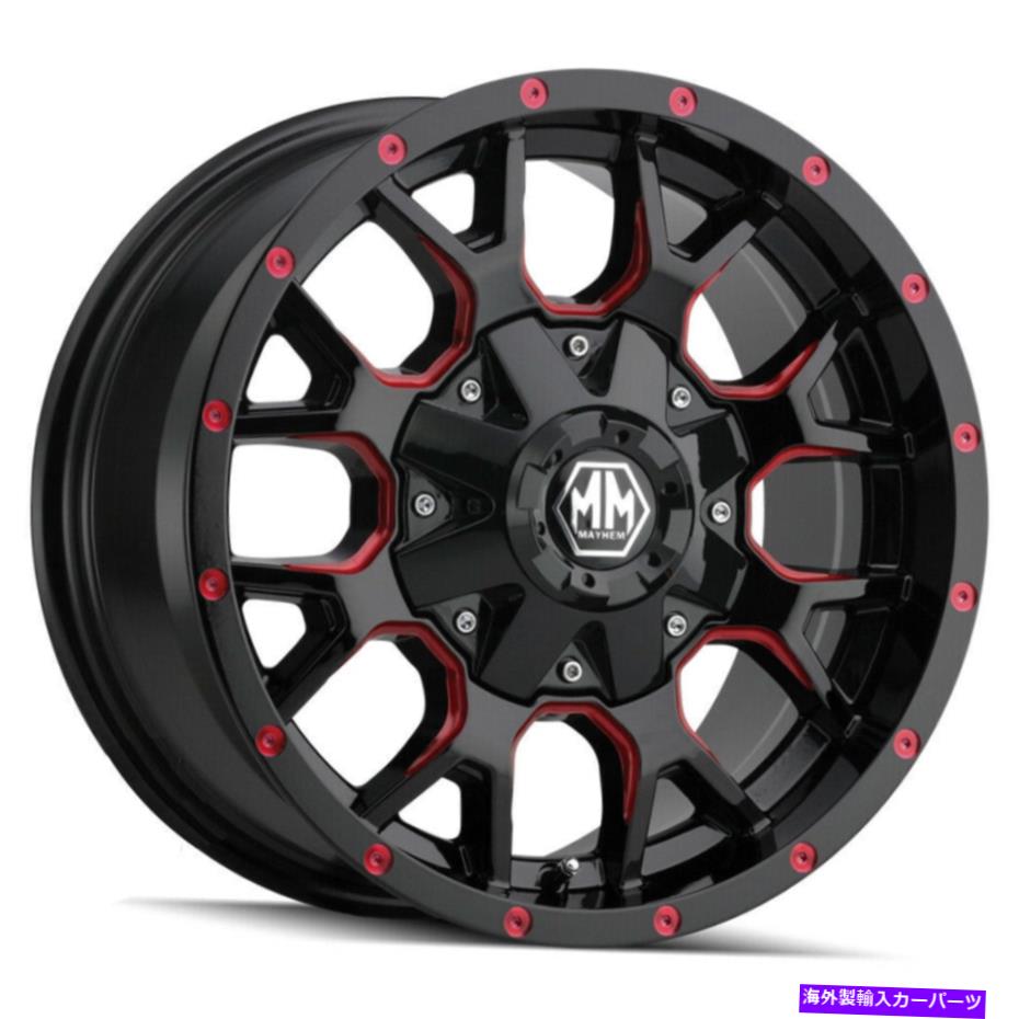 ホイール　４本セット 20x10 Mayhem 8015 Warrior 8x6.5/8x170 -25ブラックレッドホイールリムセット（4）130.8 20x10 Mayhem 8015 Warrior 8x6.5/8x170 -25 Black Red Wheels Rims Set(4) 130.8【並行輸入品】