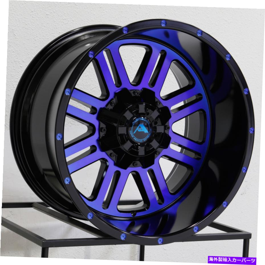 ホイール　４本セット 22x12 American Off -Road A106 8x170 -44ブラック機械加工ブルーホイールリムセット（4）12 22x12 American Off-Road A106 8x170 -44 Black Machined Blue Wheels Rims Set(4) 12【並行輸入品】