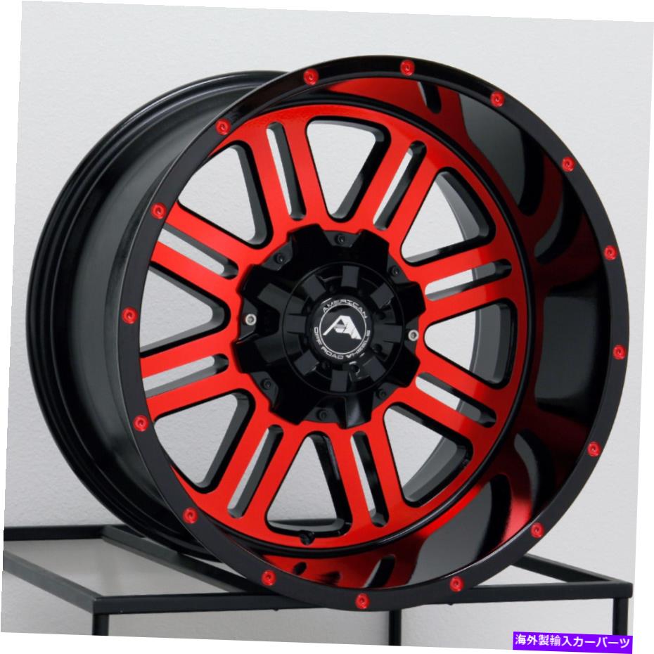 ホイール　４本セット 22x12 American Off -Road A106 8x170 -44ブラック機械加工レッドホイールリムセット（4）125 22x12 American Off-Road A106 8x170 -44 Black Machined Red Wheels Rims Set(4) 125【並行輸入品】｜Us Custom Parts Shop USDM