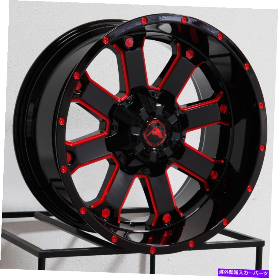 ホイール 4本セット 20x10 American Off -Road A108 8x170 -24 Black Milled Red Wheels Rims Set(4)125.2 20x10 American Off-Road A108 8x170 -24 Black Milled Red Wheels Rims Set(4) 125.2【並行輸入品】|Us Custom Parts Shop USDM