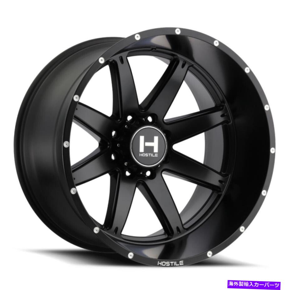 ホイール　４本セット 22x12敵対的H109アルファ8x180 -44フルブラックホイールリムセット（4）125.2 22x12 Hostile H109 Alpha 8x180 -44 Full Black Wheels Rims Set(4) 125.2【並行輸入品】