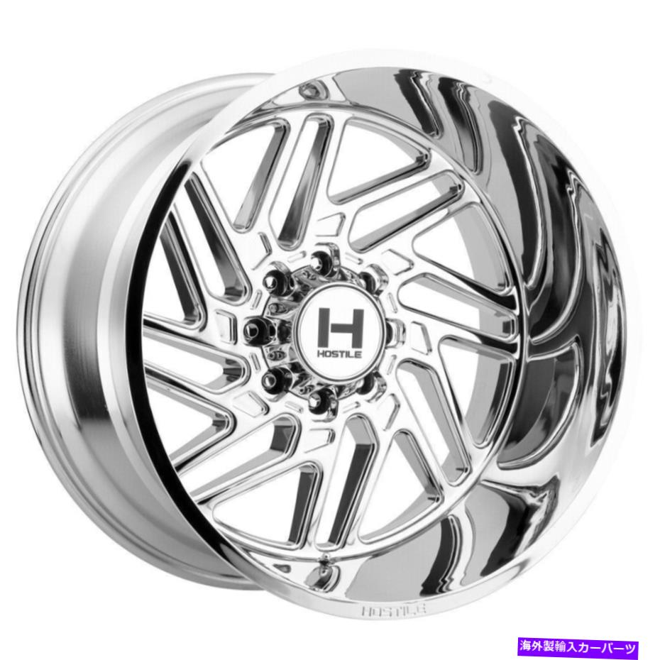 ホイール　４本セット 24x14敵対的H116ジグソー8x6.5/8x165.1 -76クロムホイールリムセット（4）125.2 24x14 Hostile H116 Jigsaw 8x6.5/8x165.1 -76 Chrome Wheels Rims Set(4) 125.2【並行輸入品】