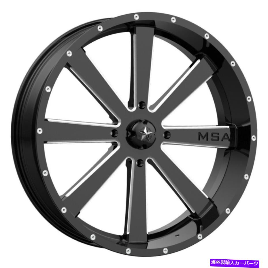 ホイール 4本セット 24x7 MSAオフロードM34フラッシュ4x137 0ブラックミリングホイールリムセット(4)112.1 24x7 MSA Off-Road M34 Flash 4x137 0 Black Milled Wheels Rims Set(4) 112.1【並行輸入品】|Us Custom Parts Shop USDM