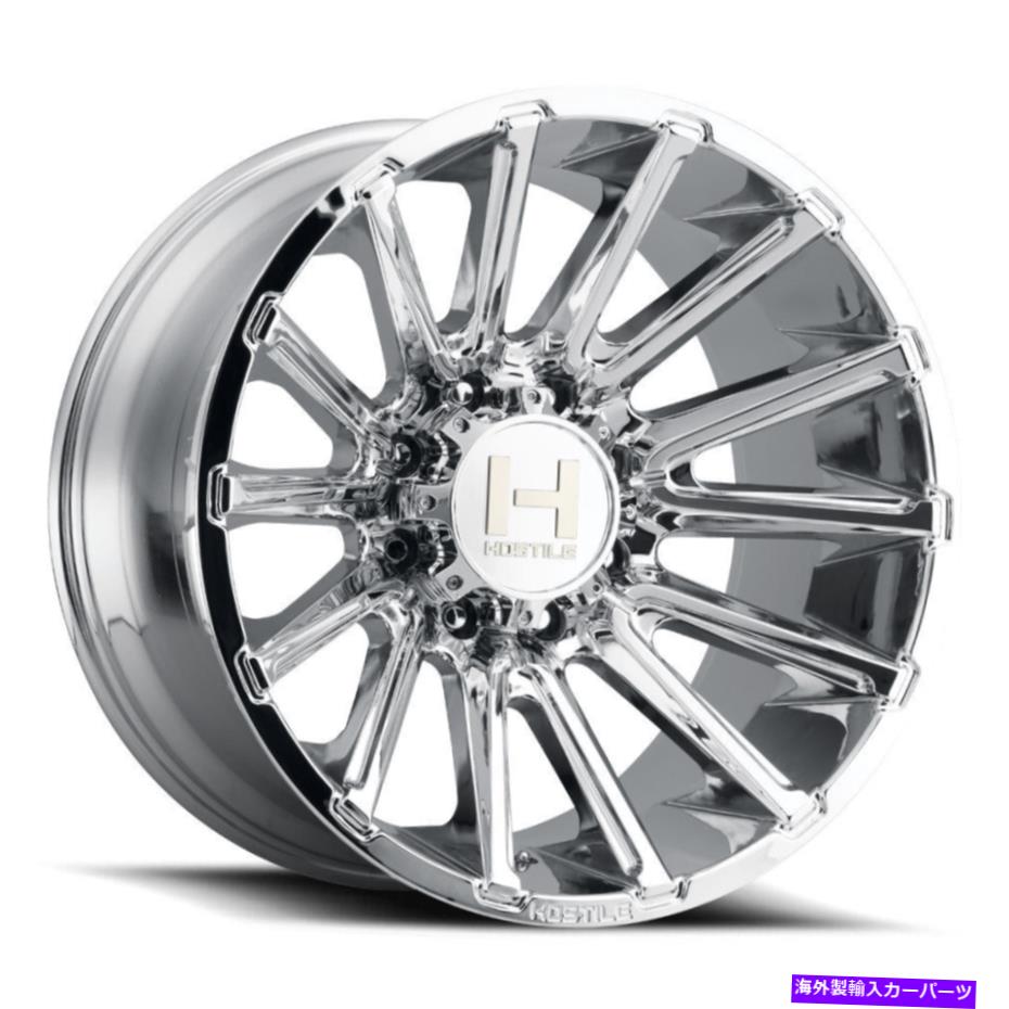 ホイール　４本セット 22x10敵対的なH123台風6x135 -25クロムホイールリムセット（4）87 22x10 Hostile H123 Typhoon 6x135 -25 Chrome Wheels Rims Set(4) 87【並行輸入品】