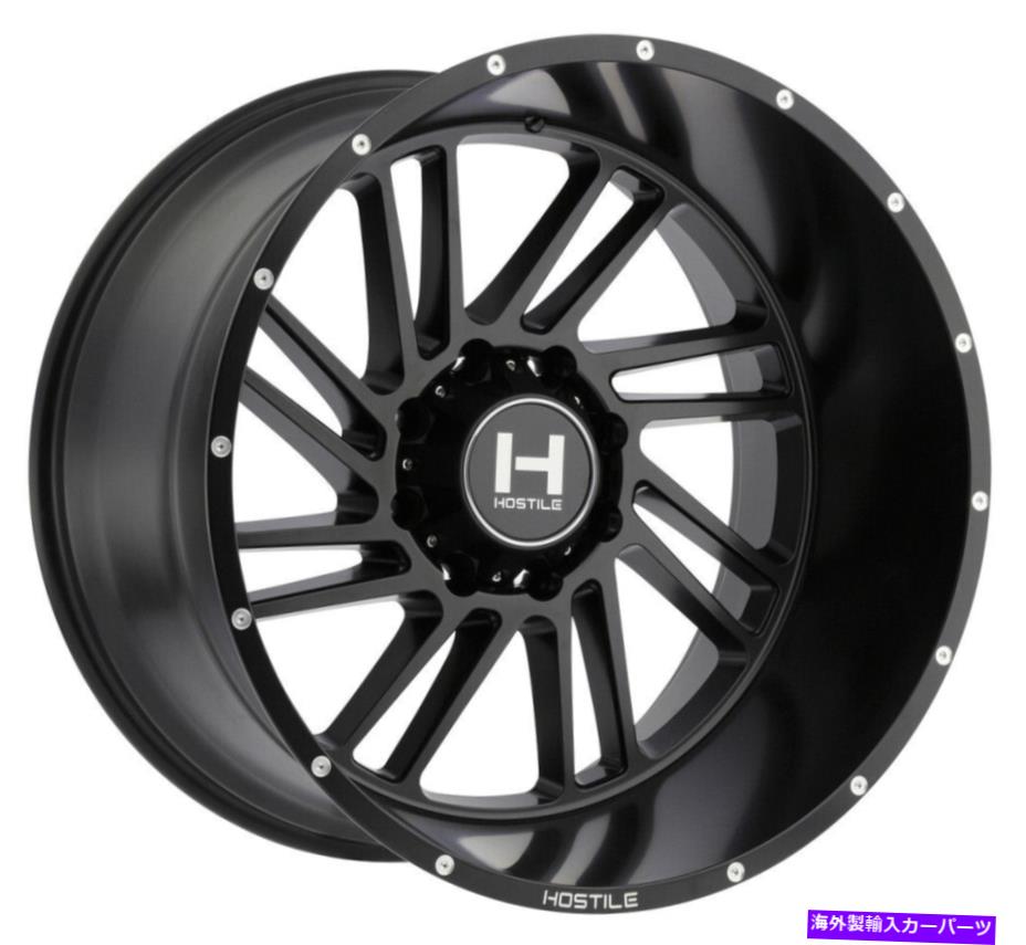 ホイール　４本セット 22x12敵対的H110ストライカー8x6.5/8x165.1 -44フルブラックホイールリムセット（4）125.2 22x12 Hostile H110 Stryker 8x6.5/8x165.1 -44 Full Black Wheels Rims Set(4) 125.2【並行輸入品】