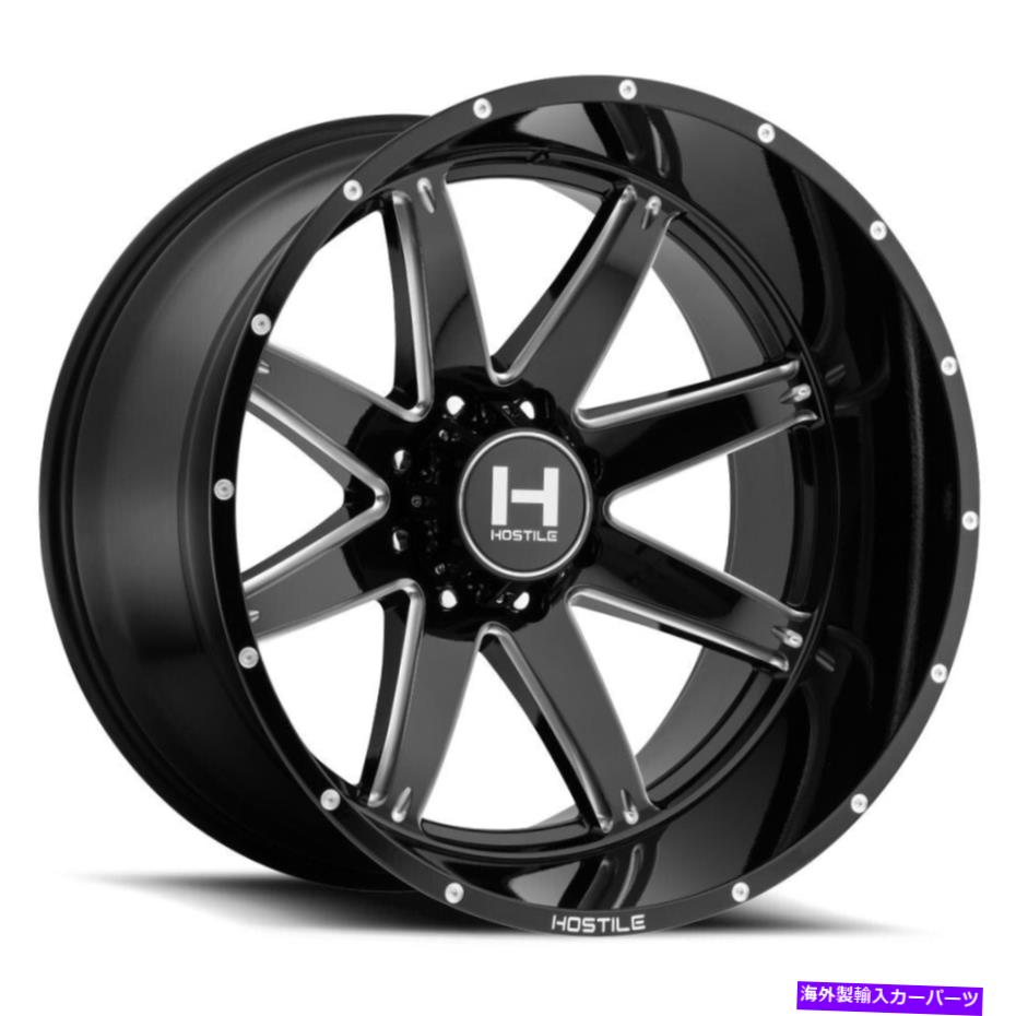 ホイール　４本セット 22x14敵対的なH109アルファ8x6.5/8x165.1 -76ブラックミリングホイールリムセット（4）125.2 22x14 Hostile H109 Alpha 8x6.5/8x165.1 -76 Black Milled Wheels Rims Set(4) 125.2【並行輸入品】