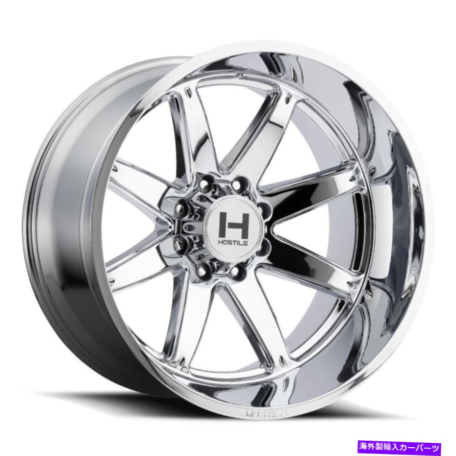 ホイール　４本セット 22x10敵対的H109アルファ8x6.5/8x165.1 -25クロムホイールリムセット（4）125.2 22x10 Hostile H109 Alpha 8x6.5/8x165.1 -25 Chrome Wheels Rims Set(4) 125.2【並行輸入品】