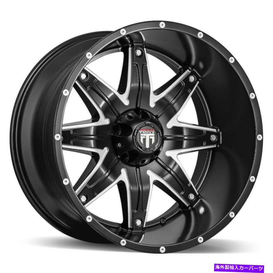 ホイール　４本セット 22x12 American Truxx at185 Lonestar 5x5/5x127 -44ブラックミリングホイールリムセット（4 22x12 American Truxx AT185 Lonestar 5x5/5x127 -44 Black Milled Wheels Rims Set(4【並行輸入品】