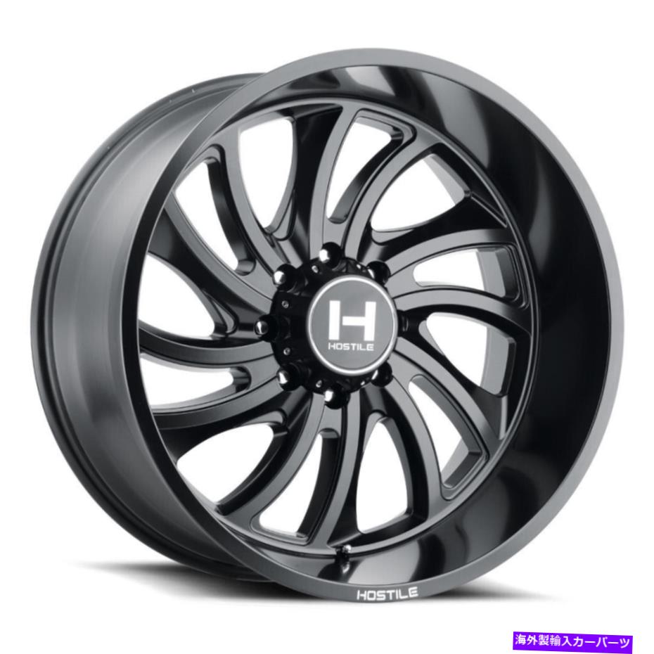 ホイール　４本セット 22x12敵対的H118デーモン8x6.5/8x165.1 -44フルブラックホイールリムセット（4）125.2 22x12 Hostile H118 Demon 8x6.5/8x165.1 -44 Full Black Wheels Rims Set(4) 125.2【並行輸入品】