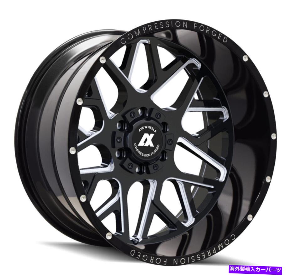 ホイール　４本セット 22x12 ax cf ax5.0 6x135/6x5.5 -44ブラックミリングホイールリムセット（4）87.1 22x12 AXE CF AX5.0 6x135/6x5.5 -44 Black Milled Wheels Rims Set(4) 87.1【並行輸入品】