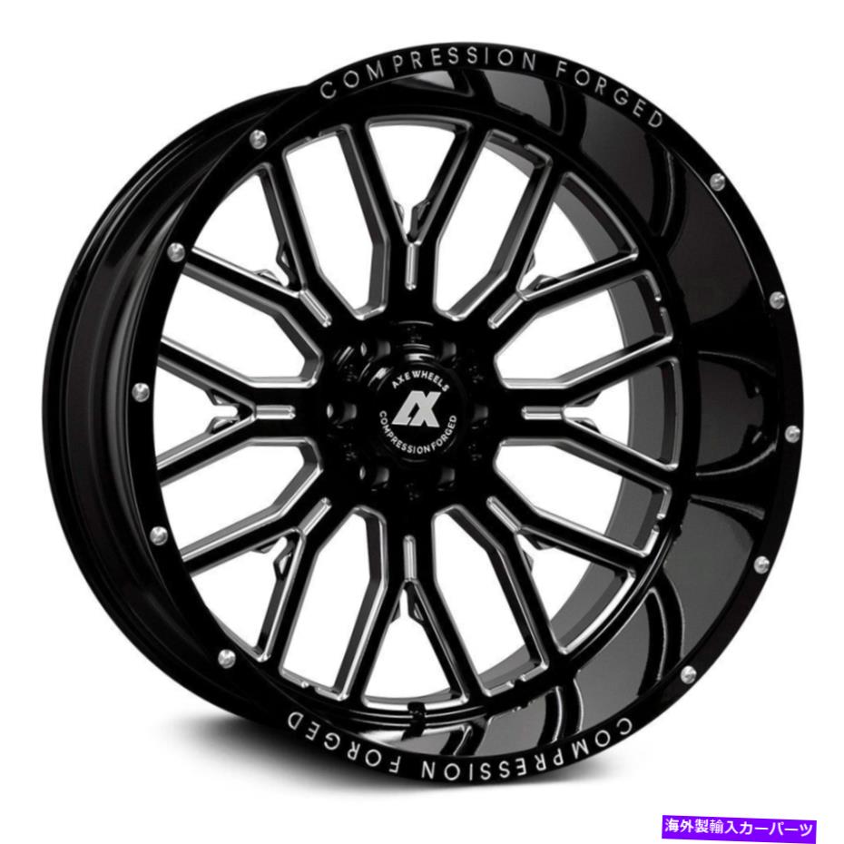 ホイール　４本セット 24x12 ax cf ax6.0 8x6.5/8x165.1 -44ブラックミリングホイールリムセット（4）125.2 24x12 AXE CF AX6.0 8x6.5/8x165.1 -44 Black Milled Wheels Rims Set(4) 125.2【並行輸入品】